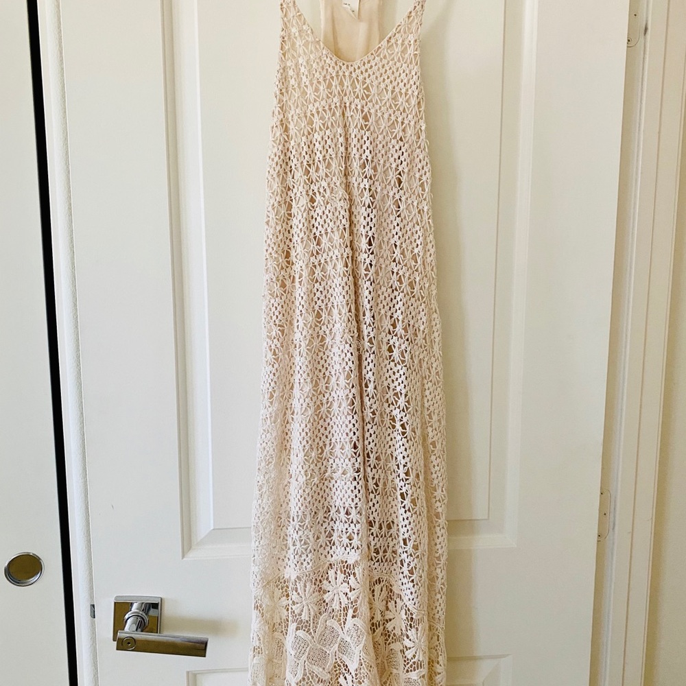 Crochet cream midi dress